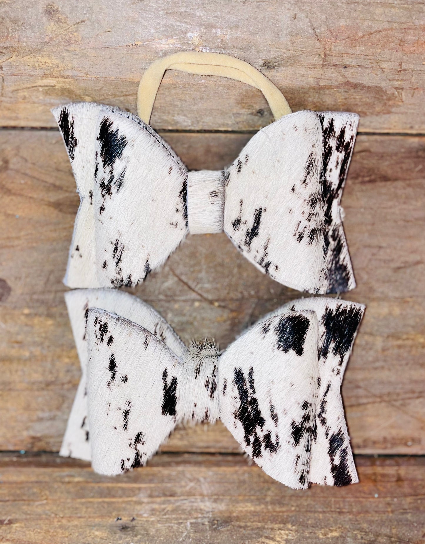 White & Black Cowhide Bow