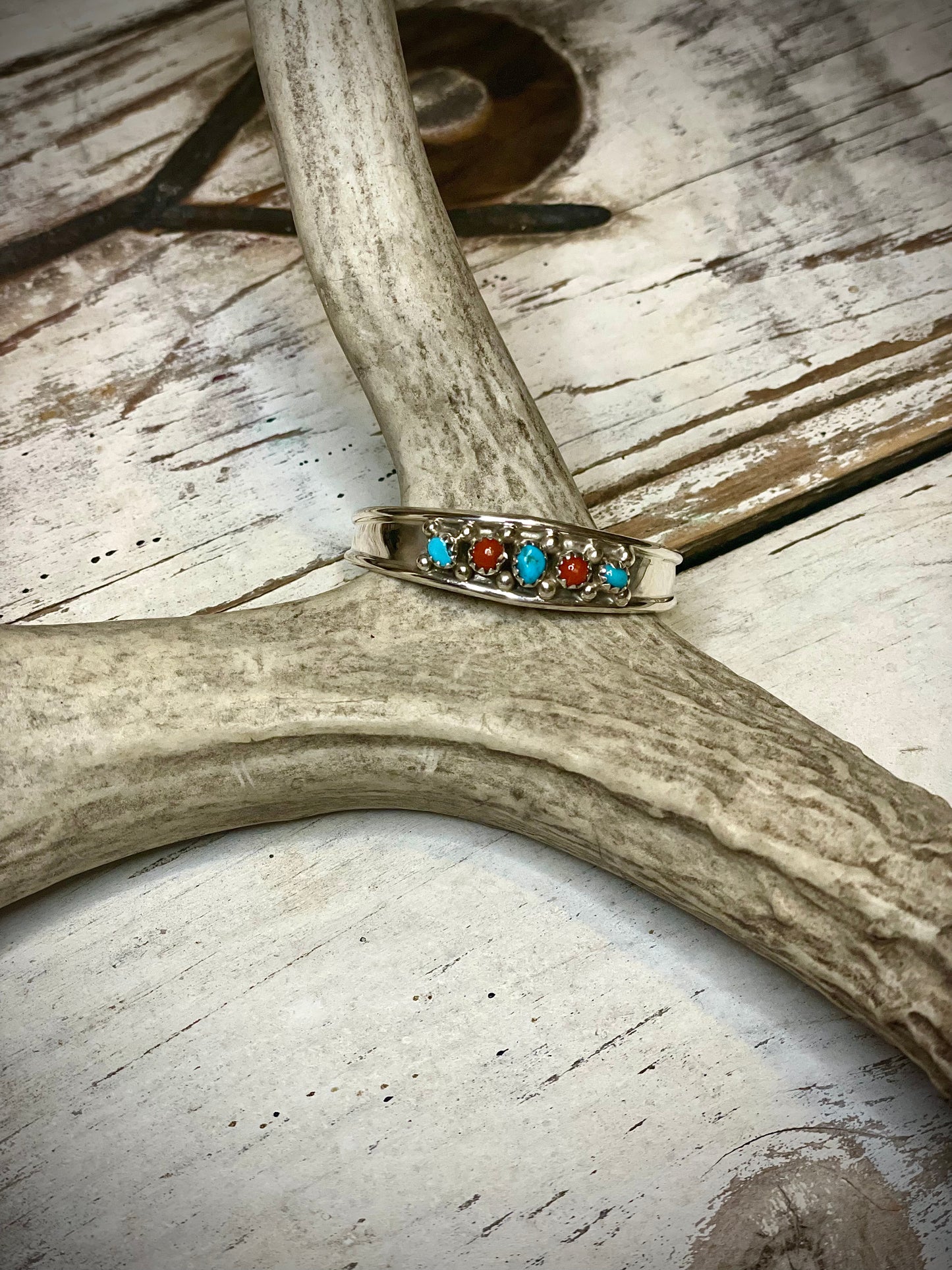 Turquoise & Coral Dot Cuff