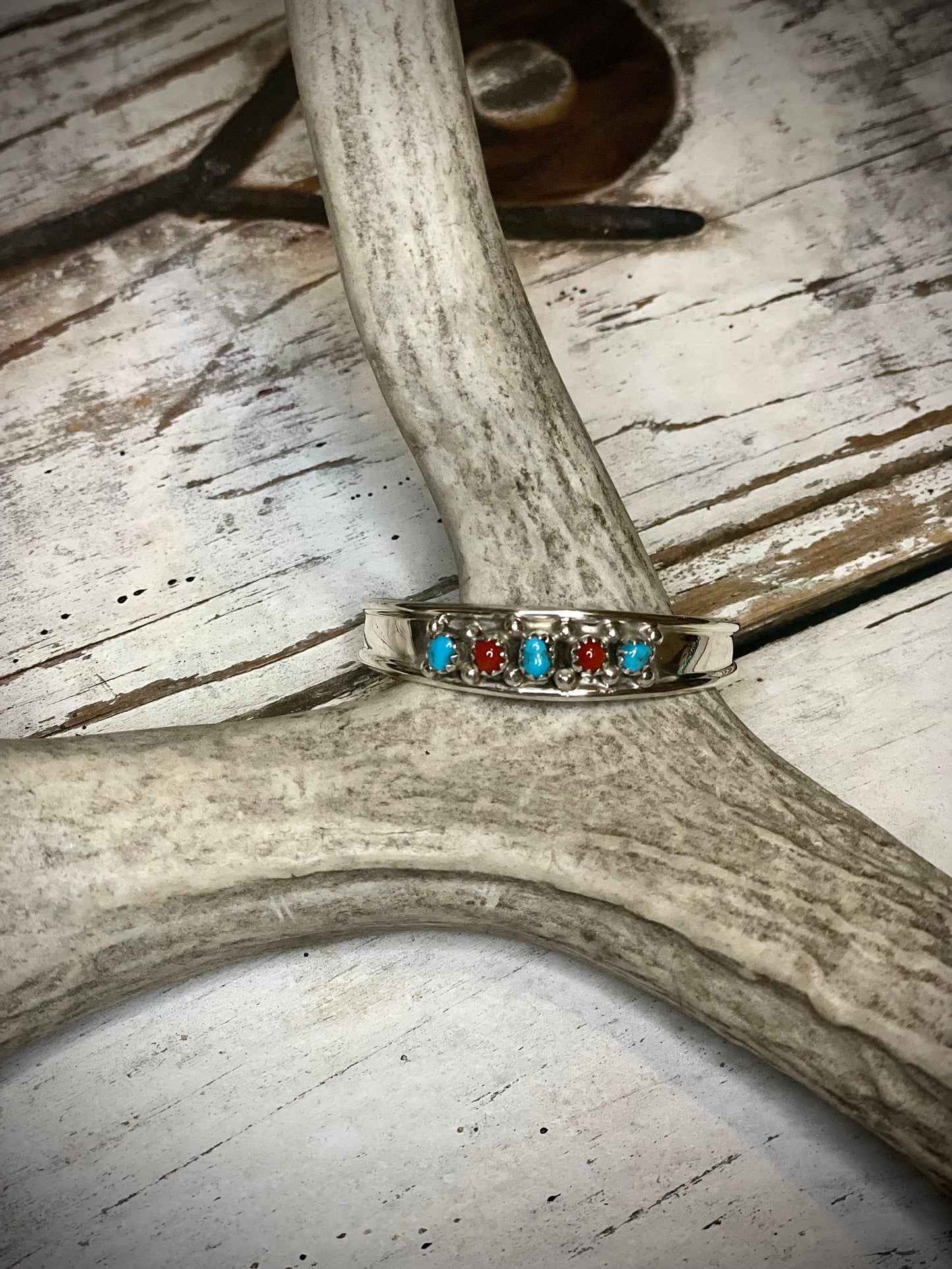 Turquoise & Coral Dot Cuff