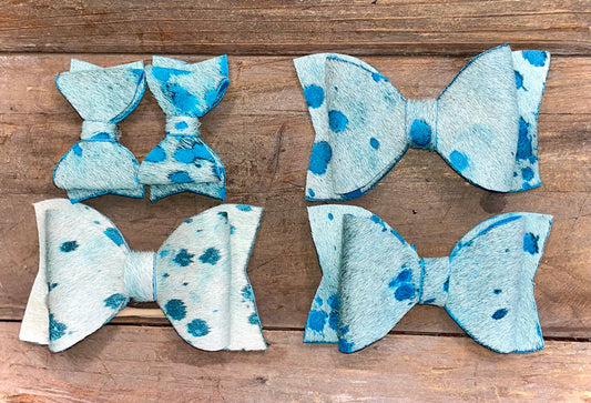 Turquoise Cowhide Bows